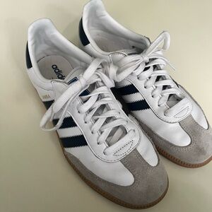 Adidas Samba White and Navy Sneakers Classic Low-Top Design